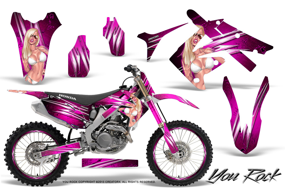 Honda CRF250 10-12 CRF450 09-12 Graphics Kit You Rock Pink NP Rims